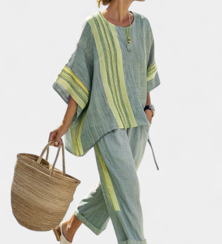 Linnen set met oversized pasvorm en streepdetaillering