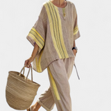 Linnen set met oversized pasvorm en streepdetaillering