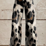 Bohemian broek met cheetahprint en flared pijpen