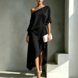 Amélie | Elegante One-Shoulder Jurk met Drapering