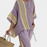 Linnen set met oversized pasvorm en streepdetaillering