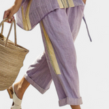 Linnen set met oversized pasvorm en streepdetaillering