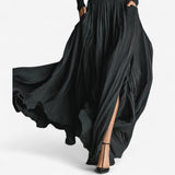 Maxijurk met hoge taille en elegante zijsplit