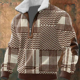 Gebreide Trui met Quarter-Zip en Gevoerde Kraag voor Extra Warmte