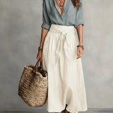 Vida Conjunto Elegante de Dos Piezas con Blusa Negra y Falda Midi