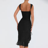 Liane | Midi jurk met ruches en tijdloze elegantie