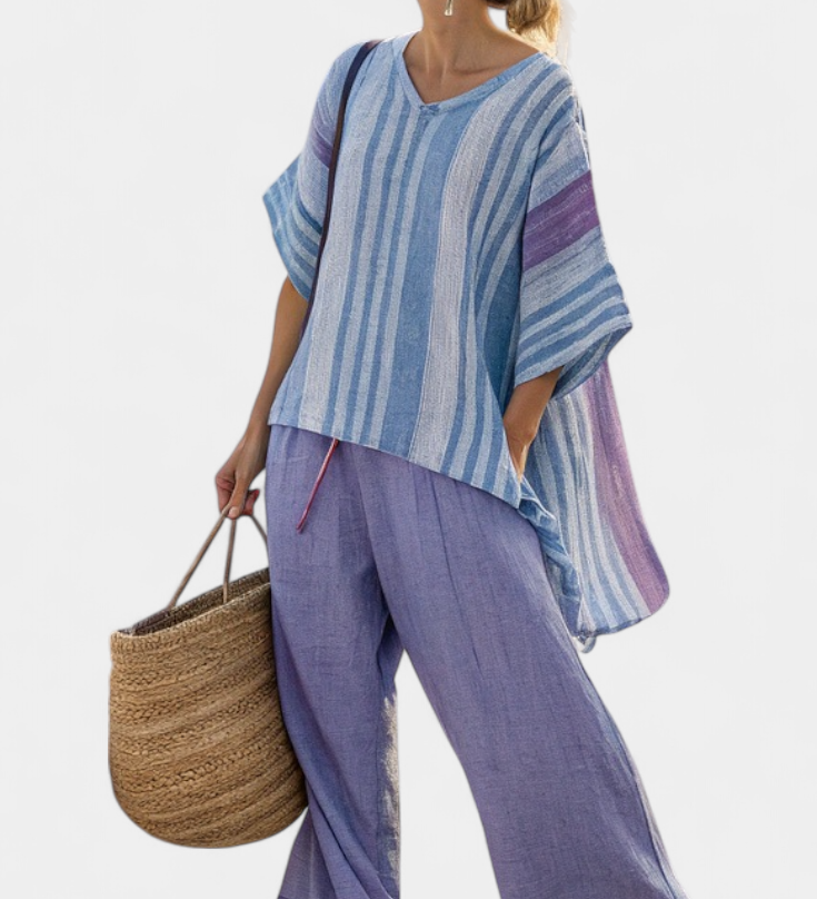 Linnen Set met Gestreept Patroon en Oversized Pasvorm