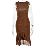 Liane | Midi jurk met ruches en tijdloze elegantie
