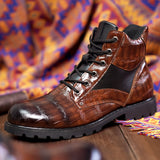 Laarzen met croco-reliëf en elegante hak voor stijlvolle looks