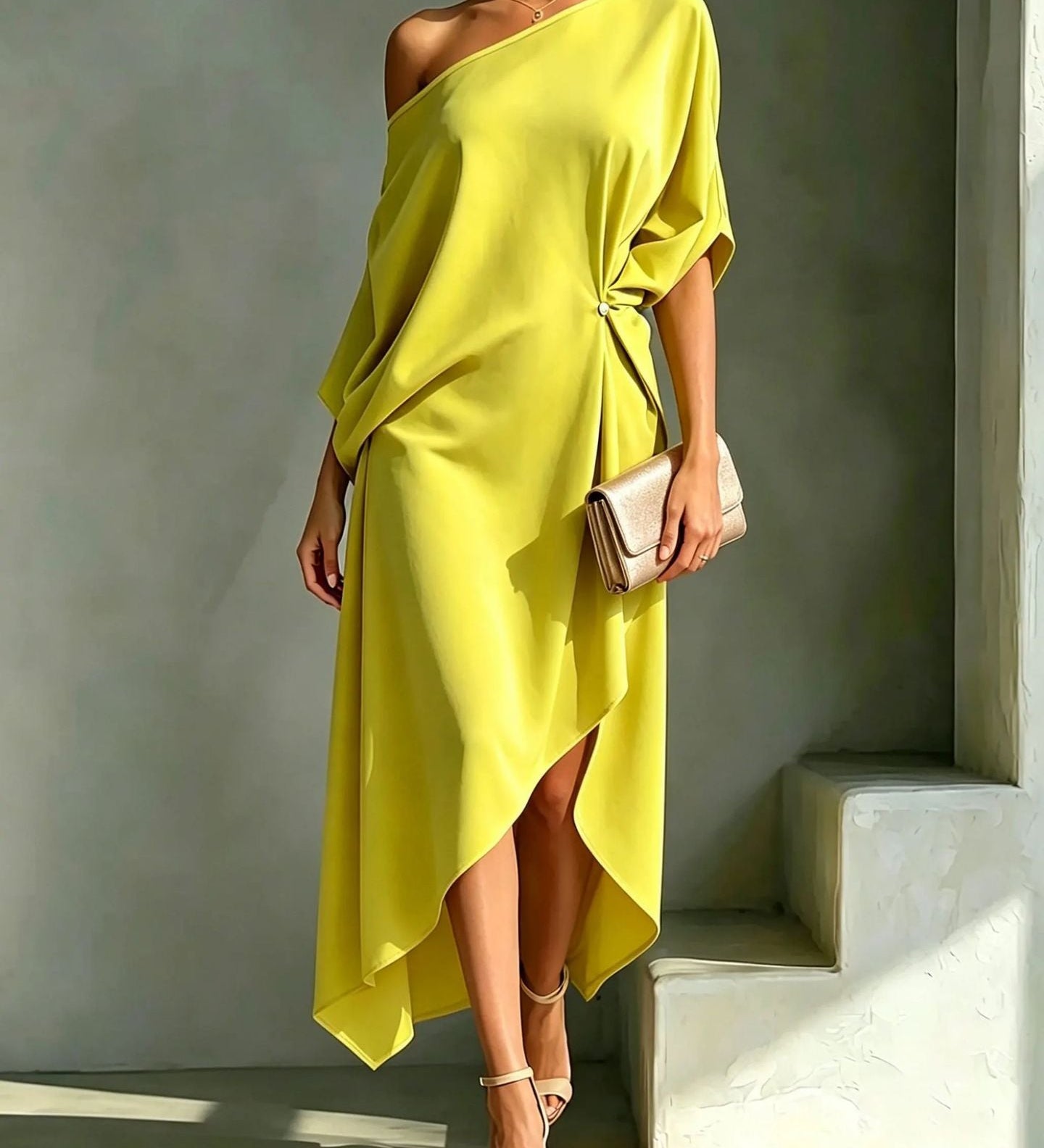 Amélie | Elegante One-Shoulder Jurk met Drapering