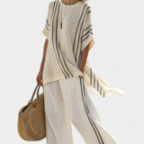Linnen Set met Oversized Pasvorm en Contraststrepen