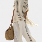 Linnen Set met Oversized Pasvorm en Contraststrepen