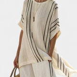 Linnen Set met Oversized Pasvorm en Contraststrepen