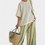 Linnen set met gestreepte print en oversized pasvorm
