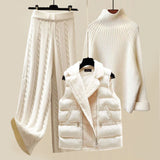 Greta | Gebreide Set met Coltrui, Broek en Bodywarmer voor Warmte en Stijl
