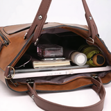Leren schoudertas met vintage design en duurzaam materiaal