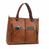 Leren schoudertas met vintage design en duurzaam materiaal