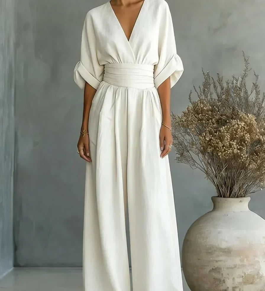 Leandra | Elegante jumpsuit met V-hals en getailleerde taille