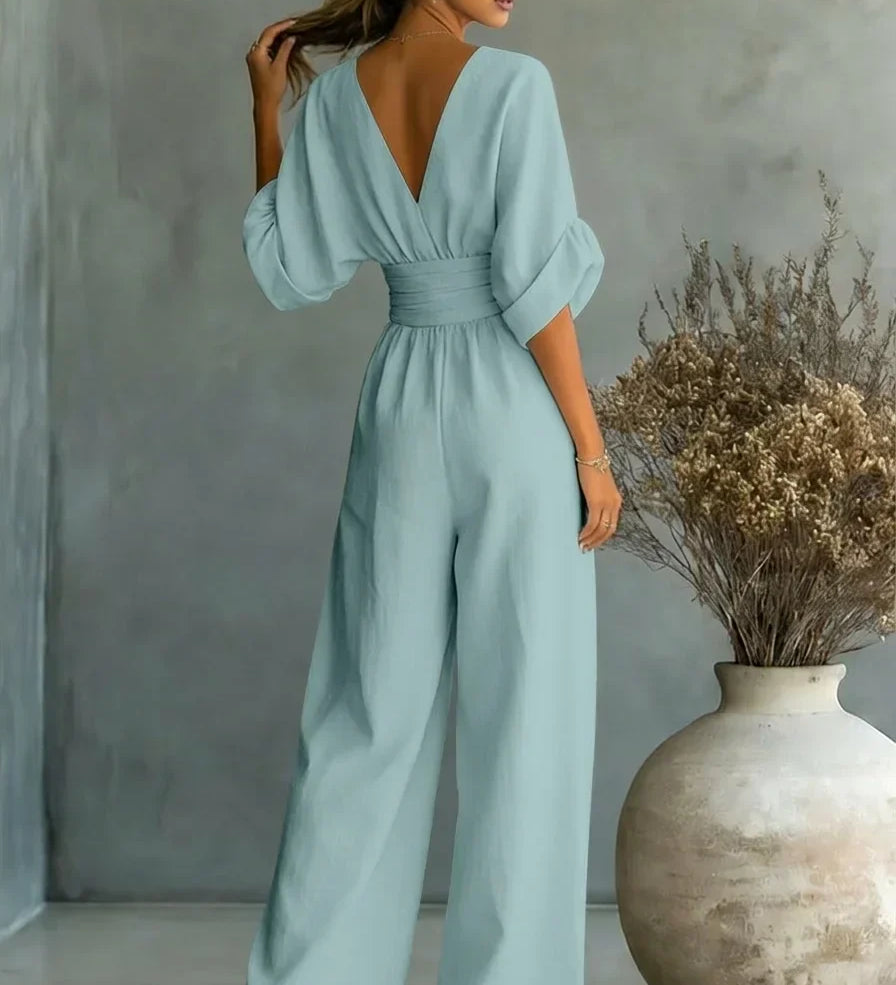 Leandra | Elegante jumpsuit met V-hals en getailleerde taille
