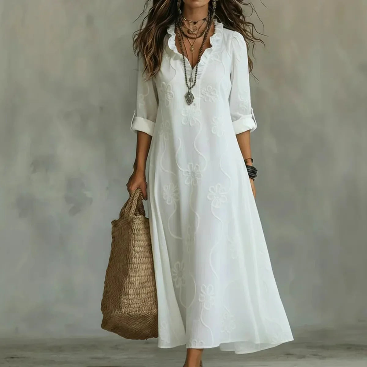 Rosalie | Zwierige Maxi Jurk met Elegante Details