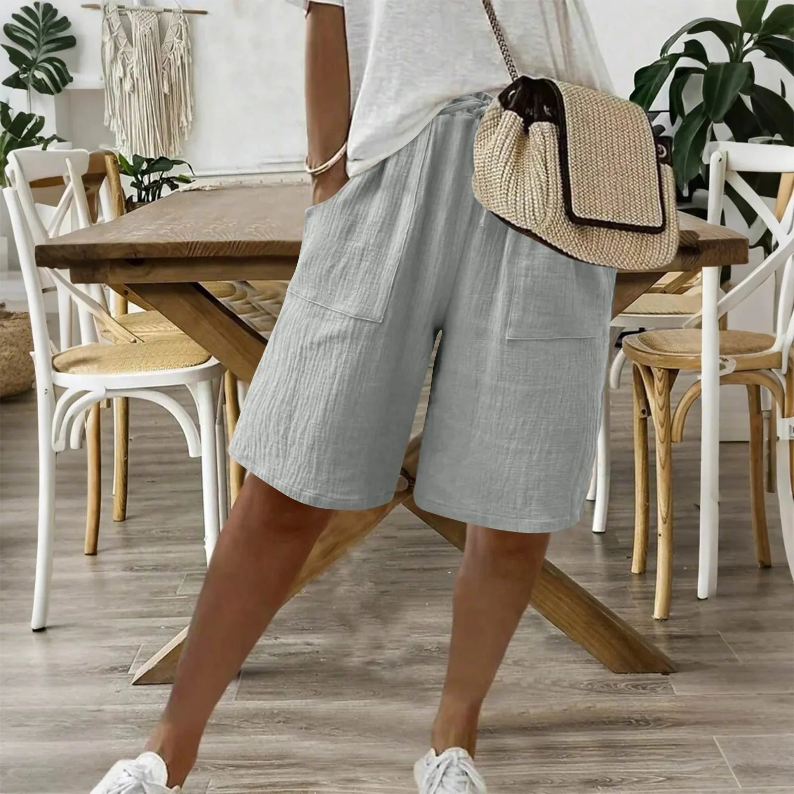 Linnen short met katoenmix voor een casual zomerlook