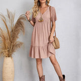 Esme | Zomerjurk met V-hals en speelse ruches voor elegante dagen