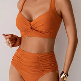 Teska | Bikini met hoge taille en klassieke pasvorm voor elegante look