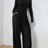 Hattie | Set met fitted top en wijde broek voor elegante veelzijdigheid