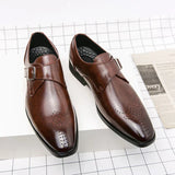 Klassieke herenschoenen met monk strap en geperforeerde details