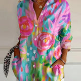 Blouse met kleurrijke print en duurzame pasvorm