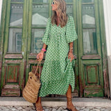 Scarlette | Boheemse jurk met V-hals en pofmouwen voor een vrije zomerlook