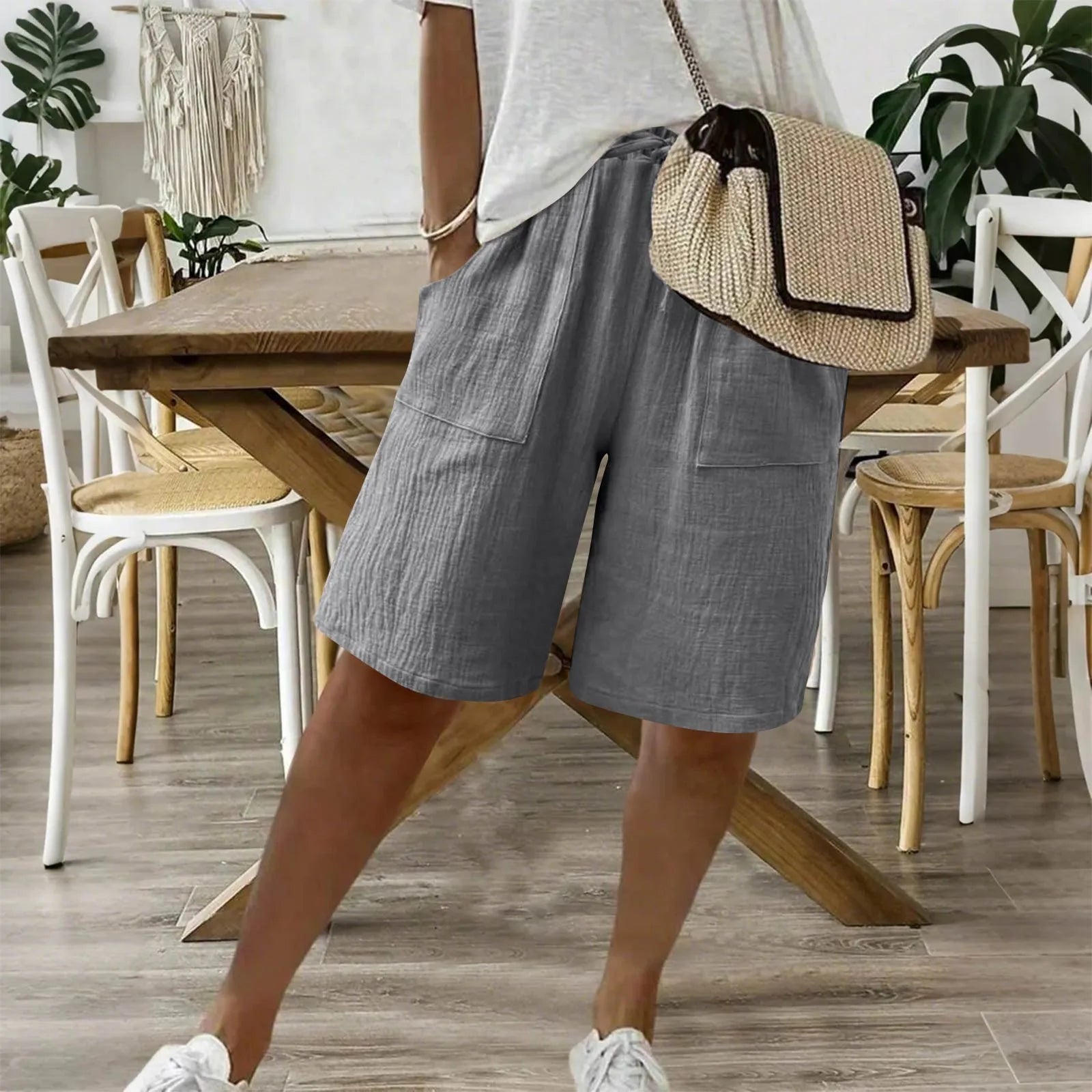 Linnen short met katoenmix voor een casual zomerlook