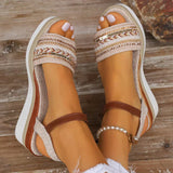 Boho sandalen met geweven details en zachte dempende zool