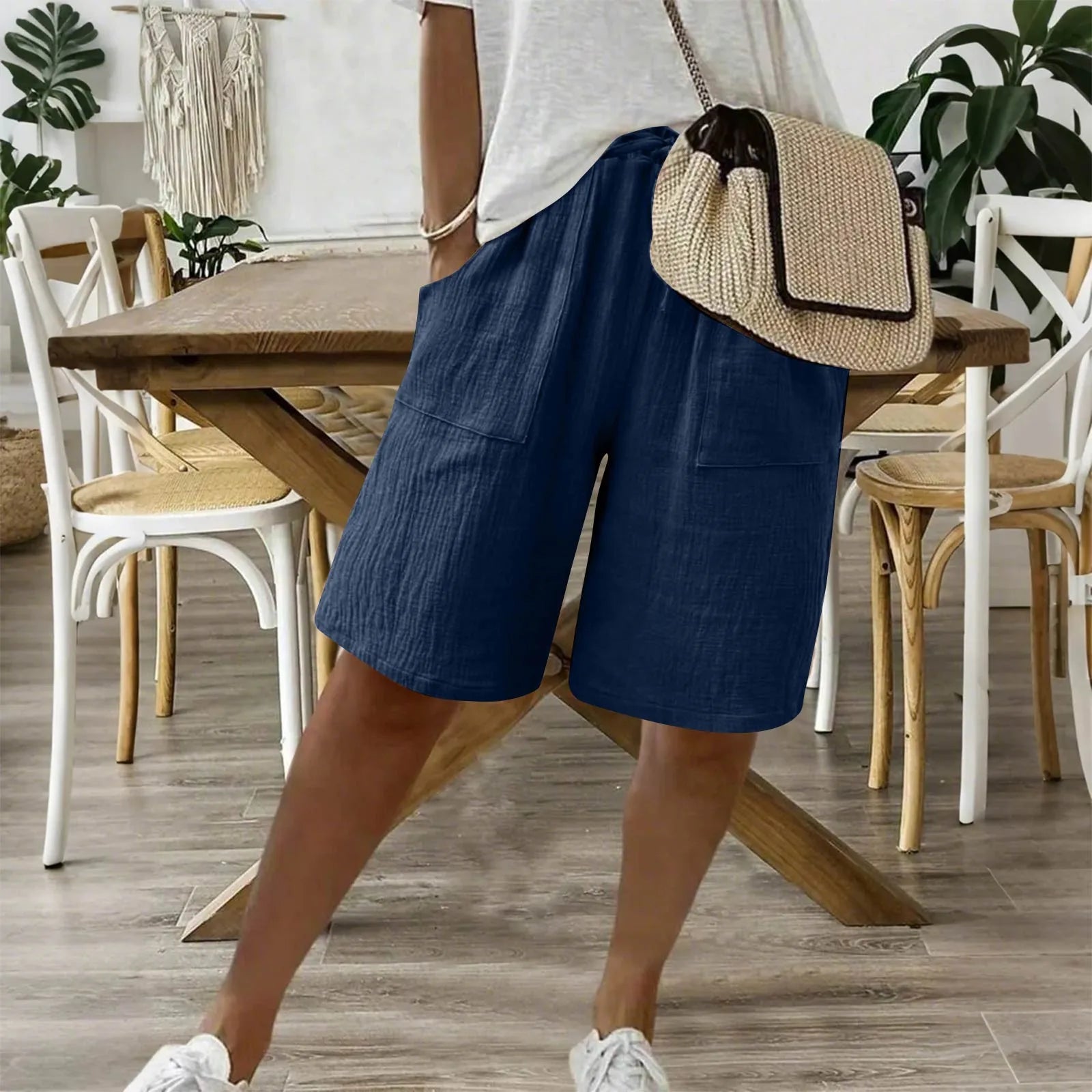 Linnen short met katoenmix voor een casual zomerlook