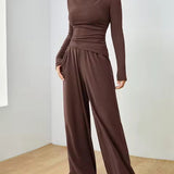 Hattie | Set met fitted top en wijde broek voor elegante veelzijdigheid