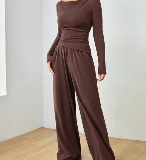 Hattie | Set met fitted top en wijde broek voor elegante veelzijdigheid