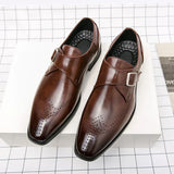 Klassieke herenschoenen met monk strap en geperforeerde details
