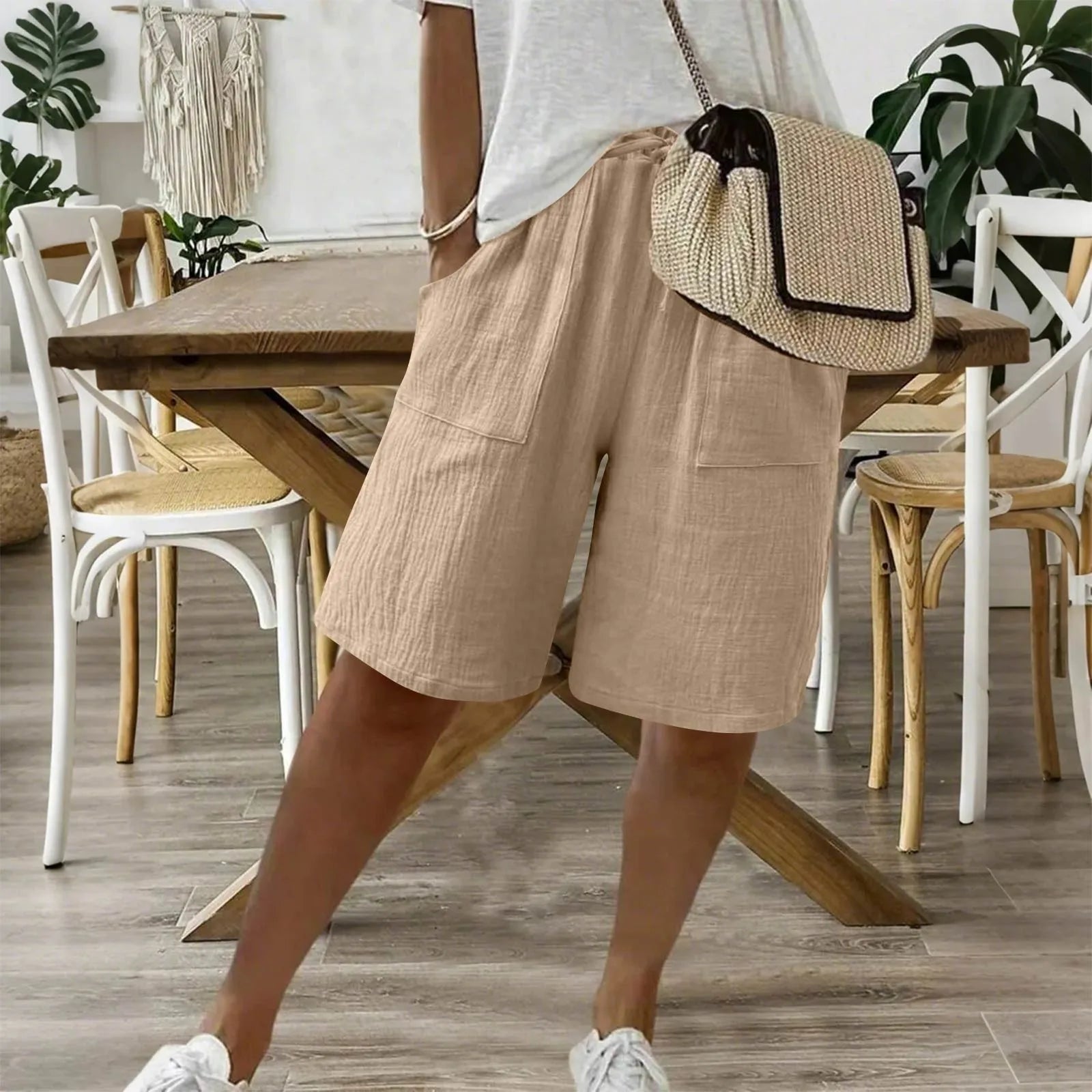 Linnen short met katoenmix voor een casual zomerlook