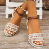 Boho sandalen met geweven details en zachte dempende zool