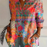 Blouse met kleurrijke print en duurzame pasvorm