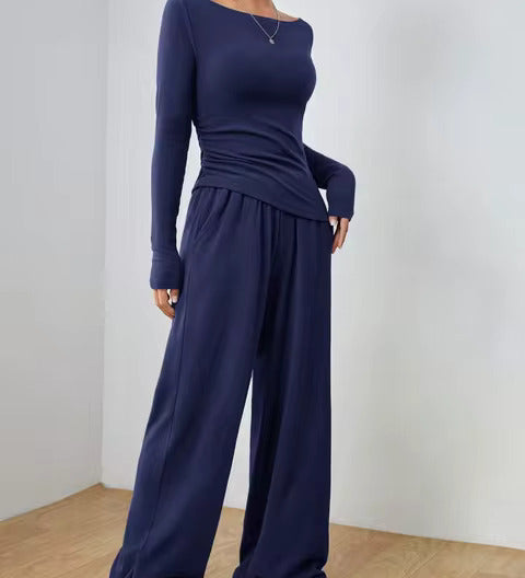 Hattie | Set met fitted top en wijde broek voor elegante veelzijdigheid
