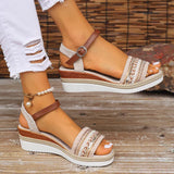 Boho sandalen met geweven details en zachte dempende zool