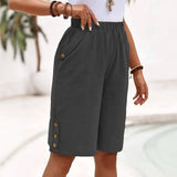 Anouk | Luchtige bermuda met knoopdetails