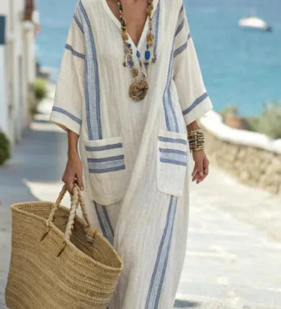 Maxi zomerjurk met flatterende pasvorm en moeiteloze elegantie