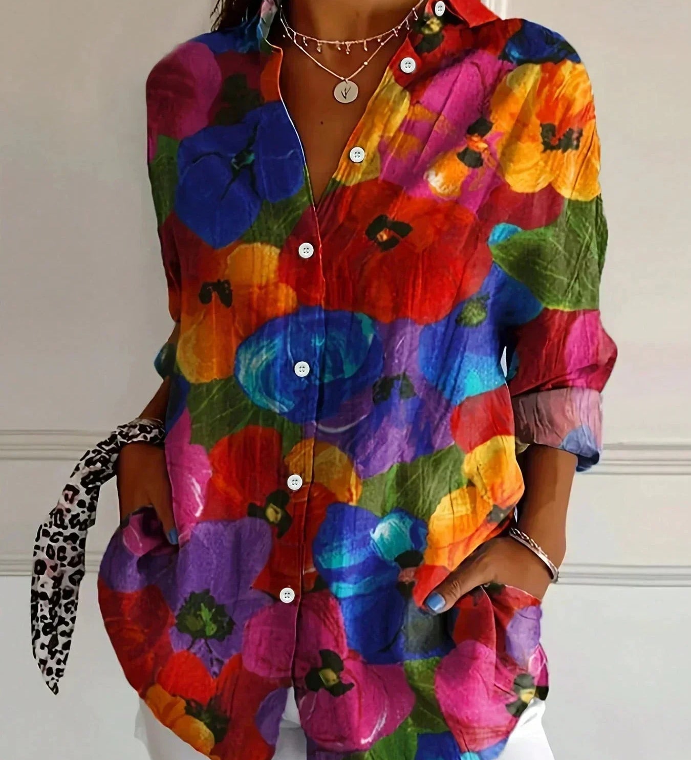 Blouse met kleurrijke print en duurzame pasvorm