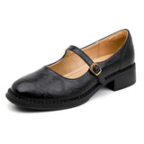 Leren bandschoenen met gesp en klassieke uitstraling