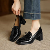 Loafer Pumps met blokhak en kwastdetails voor dagelijks comfort