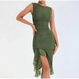 Liane | Midi jurk met ruches en tijdloze elegantie