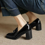 Loafer Pumps met blokhak en kwastdetails voor dagelijks comfort