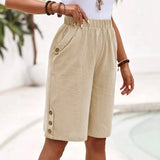 Anouk | Luchtige bermuda met knoopdetails